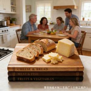 Planche à découper en bois d'acacia en forme de livre, plateau de service rectangulaire double face en bois massif pour la cuisine - Product Image 4