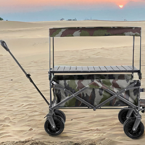 Wholesale Outdoor Full Steel Four Wheel Foldable Rear Opening Tow <strong>Trolley</strong> for Shopping Picnic Garden Beach <strong>Camping</strong> Wagon - Product Image 5
