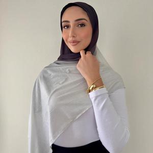 New arrivals cao cấp Jersey thoáng khí đơn sắc Gradient cho hồi giáo hai mặt in Jersey hijab - Product Image 2