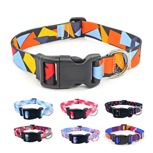 Custom Printed Polyester Adjustable Geometric Pattern Dog <b>Collar</b> with Buckle Closure for Pets - Product Image 2