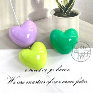 Dopamine Colored Painted Fat Heart Beads 20mm Acrylic Loose Beads For DIY Jewelry Making <b>Bracelet</b> Pendant Phone Chain Accessory - Product Image 2