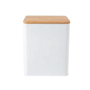 Set di 3 Barattoli da Cucina in Metallo con Coperchio in Bambù, <span class=keywords><strong>Contenitori</strong></span> Ecologici per Caffè, <span class=keywords><strong>Zucchero</strong></span> <span class=keywords><strong>e</strong></span> Tè - Product Image 3