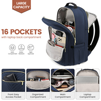 Sac à dos scolaire élégant matelassé LOVEVOOK avec port USB, sac à dos pour ordinateur portable de voyage d'affaires imperméable de haute qualité pour femmes