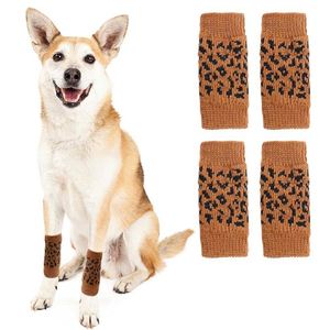 Protège-coudes pour chien à pois mignons, lot de 4, chauffe-jambes tricotés pour chiot, protège-mâchoires tricotés pour animaux de compagnie pour le froid - Product Image 1