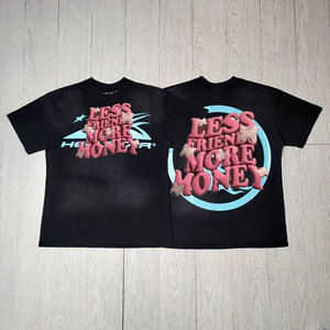 Camiseta de hip hop de algodón puro HELSTAR de alta gama transfronteriza, marca de moda europea y americana Hell Star, transpirable con letras en el cuello. - Product Image 3