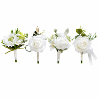 Boutonnière de poignet en rose artificielle blanche, fleur de simulation pour la mariée, le marié, la demoiselle d'honneur, la décoration de mariage, de banquet et de fête