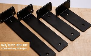 Soporte de estante flotante Paquete de 4 soportes <span class=keywords><strong>L</strong></span> de 12 pulgadas <span class=keywords><strong>para</strong></span> estantes Soportes de estante resistentes de metal negro - Product Image 5