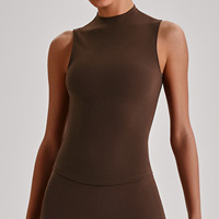 Débardeur de yoga pour femme, style européen et américain, en Spandex/Nylon, respirant, très élastique, ajusté, sans manches, pour le fitness et la course en extérieur