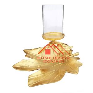 Centro de mesa Portavelas dorado único Precio al por mayor Portavelas dorado con votivo de vidrio para boda - Product Image 2