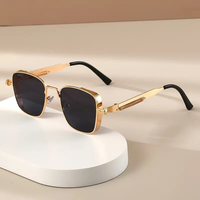 Lunettes de soleil rétro carrées steampunk en métal pour hommes, protection UV400, charnière durable, vente en gros