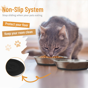 Assiettes à vaisselle pour <span class=keywords><strong>chat</strong></span> antidérapantes peu profondes pour petits chiens chiots bols pour chats bols pour chats en acier inoxydable pour nourriture et eau - Product Image 4