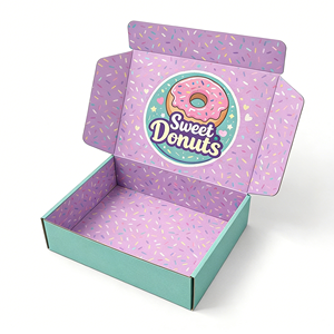 Boîtes d'emballage alimentaire pour beignets en carton ondulé B/E, option auto-scellante, fabricant de boîtes d'expédition - Product Image 3