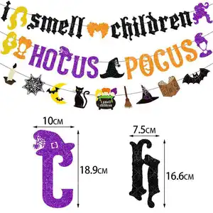 Décorations d'Halloween drapeaux Hocus Pocus les sorcières sont aussi des fêtes folles bannière maison hantée décorations de cheminée