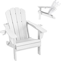 Chaise Adirondack en HDPE, design moderne, 2 porte-gobelets, dossier réglable en 3 positions |   Blanc, surdimensionné, capacité de 350 lb, résistant aux intempéries