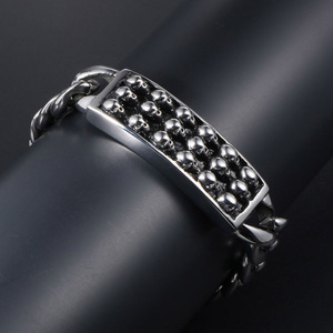 Stainless Steel Skull <b>Bracelet</b> 21.5Cm Punk Style Chain Link Bangle CE316 - Product Image 4