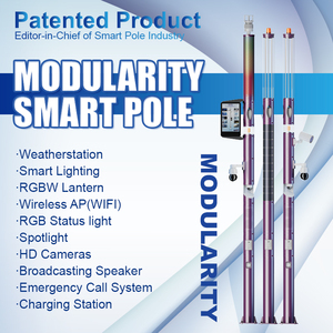 Hochwertige IP65 wasserdichte <span class=keywords><strong>Cloud</strong></span>-Plattform SCCS Smart Pole mit HD-Kameras WIFI-LCD-Display RGB-Status leuchte für intelligente Städte - Product Image 2