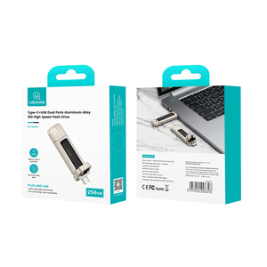 Usams Type-C + USB cổng kép hợp kim nhôm 5G tốc độ cao ổ đĩa flash với hộp 128GB 256GB 512GB 1TB 2TB - Product Image 6