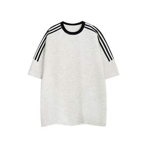 T-Shirt da Uomo in Cotone Vestibilità Ampia con <span class=keywords><strong>Spalle</strong></span> Cadenti, <span class=keywords><strong>Tre</strong></span> Strisce, Tinta Unita, Maglietta Neutra a Basso Prezzo per Ordini all'Ingrosso in Africa, America Latina e Asia - Product Image 5