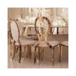 Chaise de mariage ronde en acier inoxydable doré de luxe pour événements, mobilier de décoration de banquet moderne en gros - Product Image 1