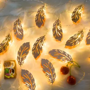 3m altın Metal pil işletilen odası noel bahçe düğün ışıkları açık tatil dekorasyon için Led tüy dize ışıkları