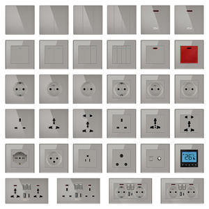 Sakelar dinding dan soket EU/UK, kaca Tempered standar EU/UK dengan redup/tirai/bel pintu/saklar tombol tekan lampu listrik - Product Image 1