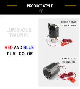 Universal Adjustable Spitfire Effect Car Carbon Fiber Luminous Exhaust Tips Red Blue Light Car Led Muffler Exhaust Pipe Tip