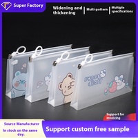Étui à crayons mignon B6 pour étudiants, avec anneau de traction, étanche, scellé, sac de rangement givré, outil de papeterie pour les cours de soutien scolaire, en plastique