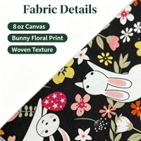 Tissu en toile de coton 8 oz imprimé numériquement sur mesure, motif floral lapin, minimum 1 m pour sacs, coussins et artisanat textile pour enfants