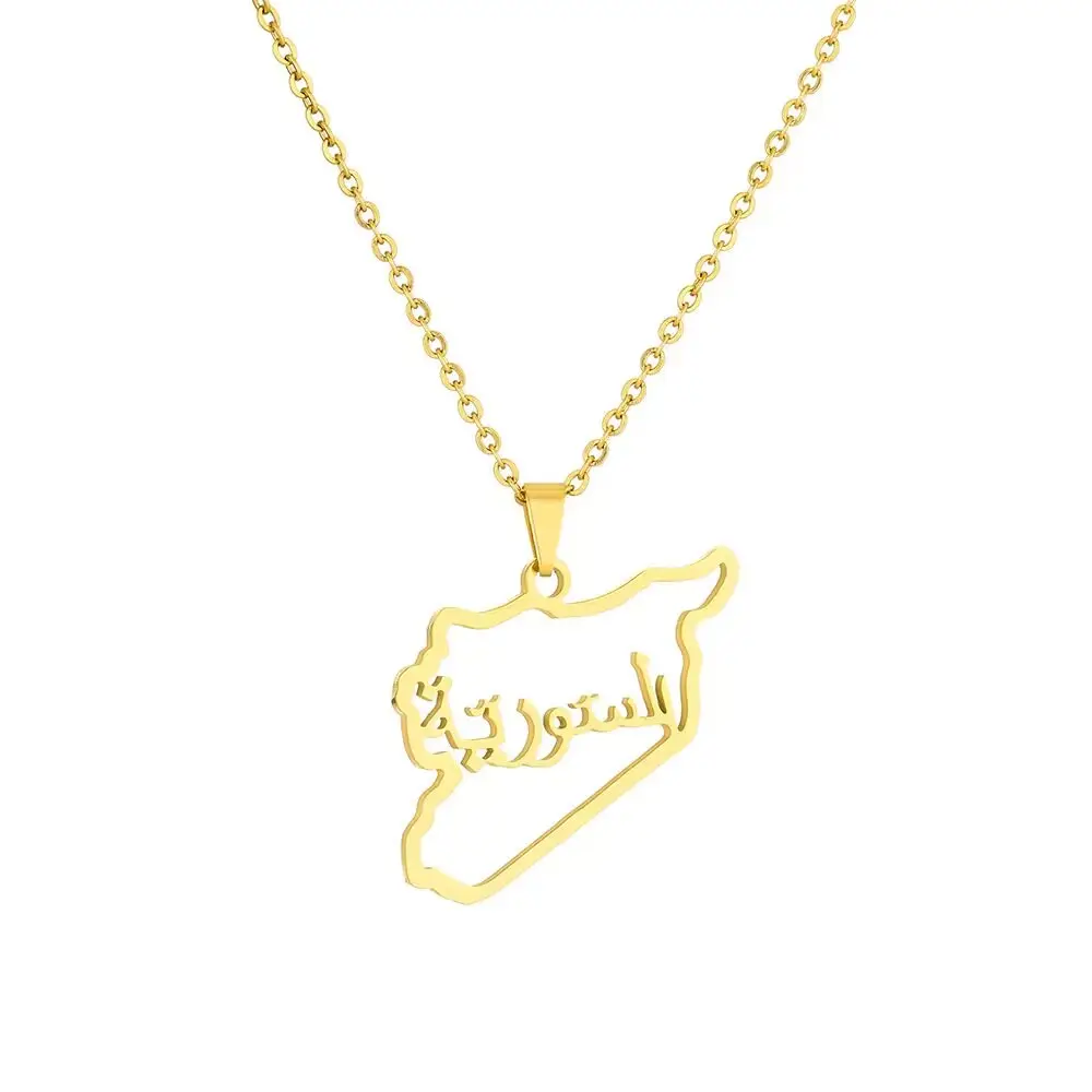 Personalized Map Arabic Name Necklace customized Kind Of State Contour Pendant Full Necklaces With Name or Letter For Men Women