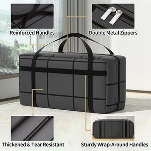 Sac de rangement pour couettes, grande capacité, épais et résistant, avec poignée portable, sac de déménagement, sac de voyage - Product Image 3