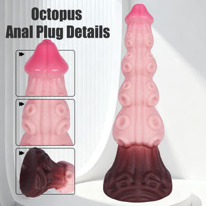 Dildo texturé en forme de tentacule de pieuvre avec ventouse surélevée et base large, jouet anal géant pour adultes - Product Image 6