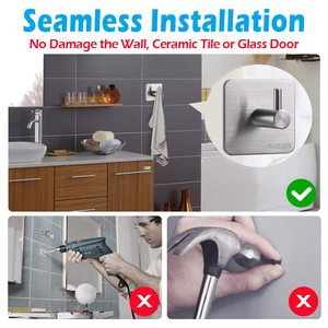 HF Wholesales OEM Household Stainless Steel Multifunctional Self Adhesive Heavy Duty Brushed/Black/Gold <strong>Single</strong> Wall <strong>Coat</strong> <strong>Hook</strong> - Product Image 6