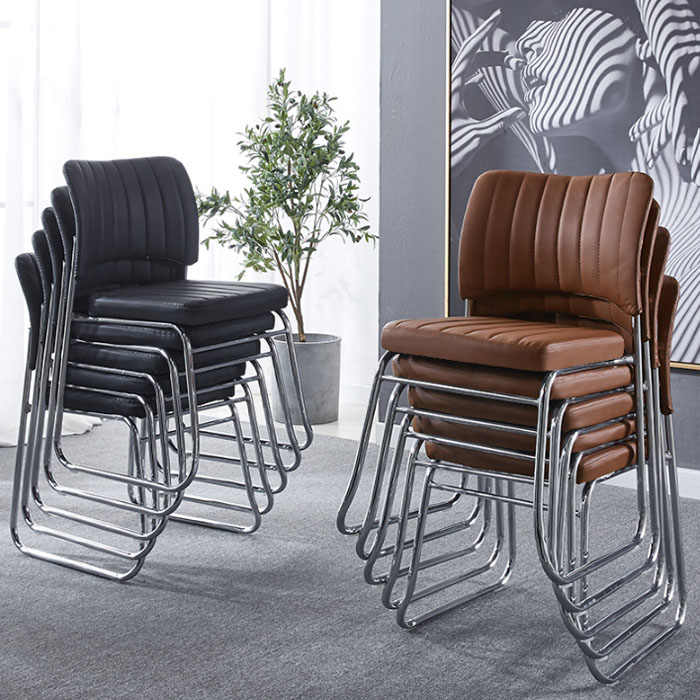 Leather Foam Padded Meeting Training Student Conference Chair Stacking ...