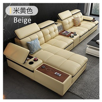 Canapé d'angle en cuir véritable Beige, ensemble de salon à Design Simple, nouveauté
