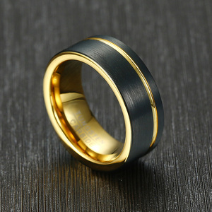 Vintage Double Color Black 18k <strong>Gold</strong> Plated Tungsten Carbide Inlay Trendy <strong>Toe</strong> <strong>Ring</strong> Bulk Men's Chunky Engagement <strong>Rings</strong> for Couples - Product Image 2