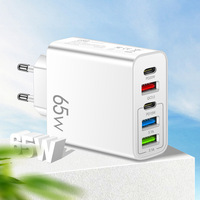 Adaptateur d'alimentation à charge rapide personnalisé USB C 65W PD QC 3.0 5 ports avec prise US/EU/UK pour téléphones mobiles et écouteurs
