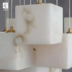 Li Chen Lighting Marble <b>Cube</b> Chandelier LED Square Pendant <b>Light</b> For Staircase Loft Living Room - Product Image 3