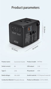 Quốc tế Power Adapter 65 Wát gan 3 USB-C & 2 USB-A, trên toàn thế giới du lịch cắm Adapter, quốc tế phổ Travel Adapter - Product Image 5