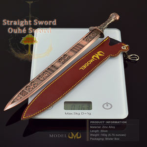 Réplique entièrement en métal de 30cm Ouhe Sword From Elden Ring Cosplay Prop avec gaine en cuir et ornement cadeau pour garçon sculpté - Product Image 2