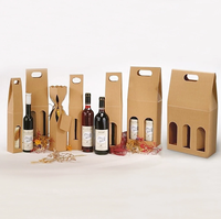 Caja de vino de cartón de papel Kraft con envío reciclado personalizado para 1 2 3 botellas de vino o cerveza para whisky
