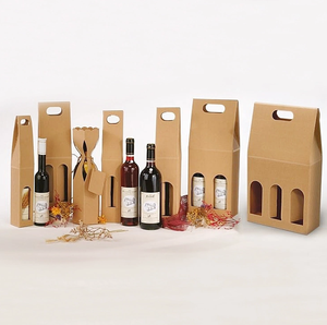 Caja de vino de cartón de papel Kraft con envío reciclado personalizado para 1 2 3 botellas de vino o cerveza para whisky - Product Image 6
