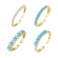 Bague empilable réglable en argent sterling S925, turquoise rétro, mode européenne et américaine, luxe léger pour femmes