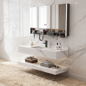 Lavabo de Baño de Piedra Moderna Directo de Fábrica, Diseño Personalizado para Hoteles y Residencias OEM/ODM - Product Image 1