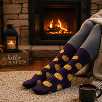 Chaussettes fantaisie d'Halloween - Motifs Jack-O'-Lantern, chauve-souris et squelette - Chaussettes festives en coton peigné doux
