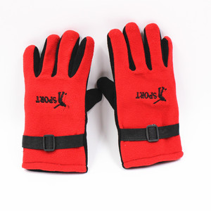 Women's Fleece Warm <b>Gloves</b> Winter Windproof Motorcycle Cycling <b>Red</b> Black Sport Logo Adjustable Strap - Product Image 1