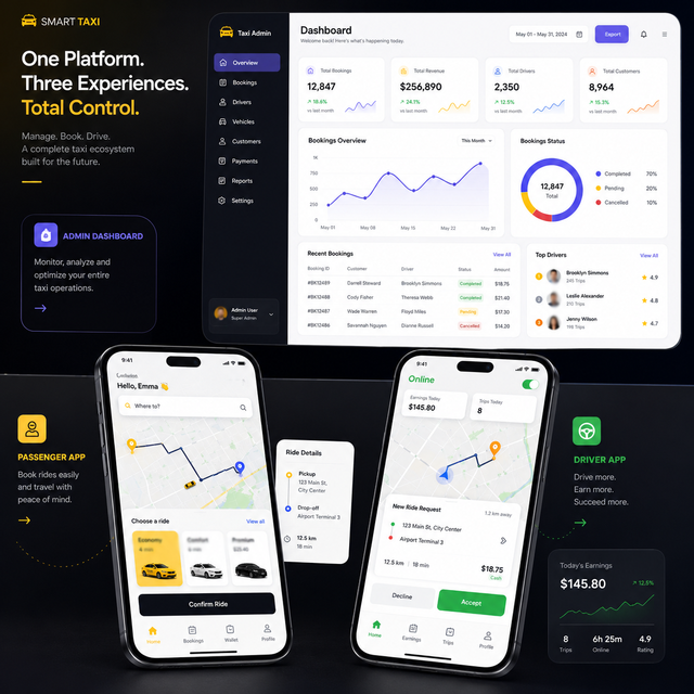 White Label Taxi Platform Development Driver End+user End+management Backend Supports Multi City Operation and Online Payment