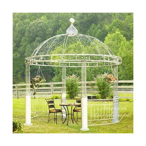 شرفة حديقة حديثة عالية الجودة على الطراز الغربي مستديرة لحام العريشة الحديد المطاوع لديكور الحديقة - Product Image 1