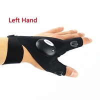 Gants de Pêche avec Lampe Torche LED Étanche, Survie et Sauvetage pour Camping, Randonnée, Gants sans Doigts Extérieur