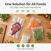 Sacs de mise sous vide réutilisables de qualité alimentaire sans BPA, grands 21*22CM, thermoscellables, étanches aux fuites et aux odeurs, pour congélateur, micro-ondes et gâteaux