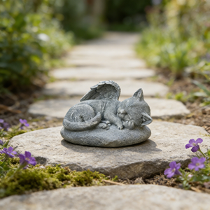 Marcador Conmemorativo de Resina Personalizable para Gatos - Nombre/Fecha Grabable, Diseño de Alas de Ángel, Ideal para Tributo de Mascotas en el Jardín - Product Image 3